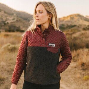 Patagonia Mixed Media Snap-T Pullover Quilted Size Small Drumfire Red‎ Limited